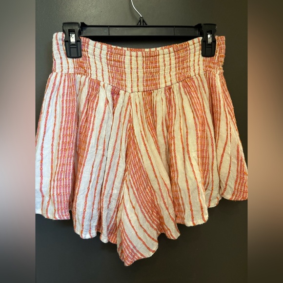 Free People She Will Be Loved striped orange and cream skort. - Picture 3 of 4